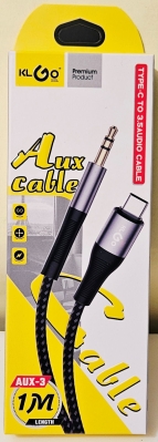 Кабел,  , AUX-3, AUX кабел за музика 3.5 М / Type-C M, 1m