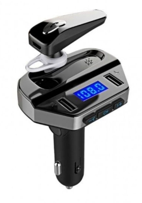 Авто FM  модулатор . FM Transmiter V6 с блутут слушалка, USB, MP3, Handsfree
