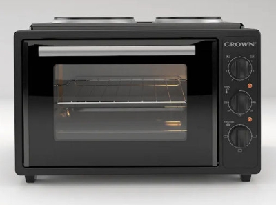 Мини готварска печка,  Crown, CMO-355BF , 2 ток , Черен