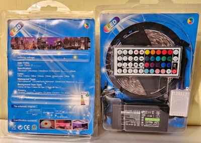 , , Многоцветна LED лента 5050, с дистанционно и захранване, 5m