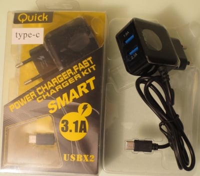 Адаптер . зарядно  за GSM 220V на изход  Type-c 3,1A